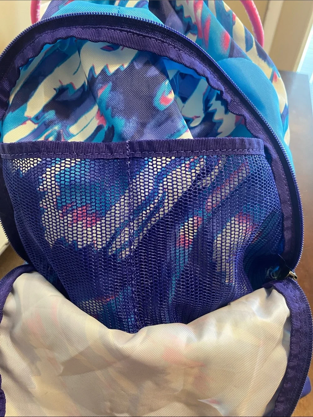 Under Armour Blue, Pink & White Patterned Drawstring Backpack